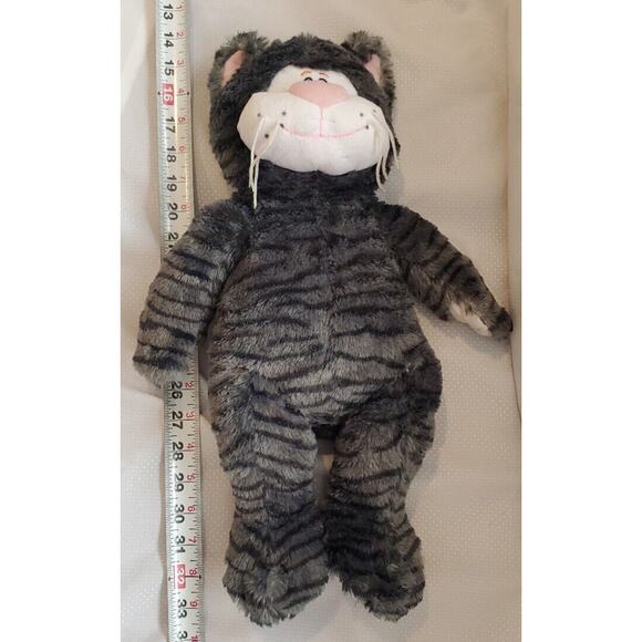 Teddy Mountain Grey Striped Cat Stuffed Animal Plush Toy Embroidered Eyes - Picture 8 of 11